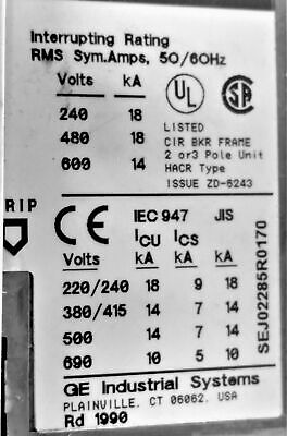 GE SEDA36AT0100 Circuit Breaker