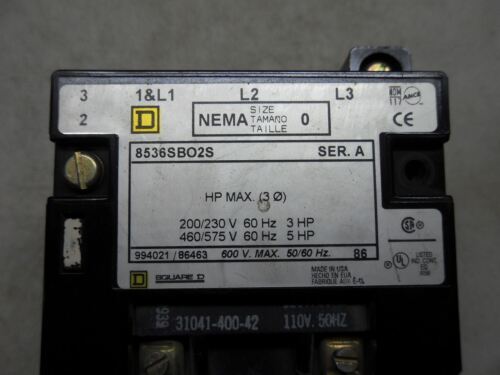 1 Square D 8536SBO2S SER A SIZE 0 STARTER