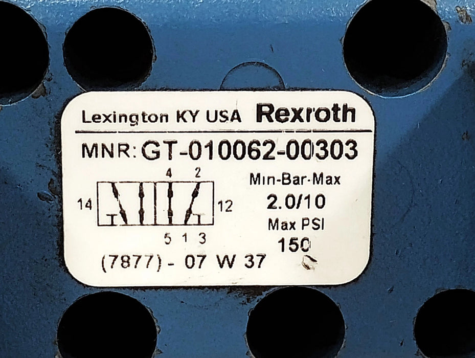 Rexroth GT-010062-0030 150 psi Pneumatic Solenoid Valve w/ 110 V AC Coil