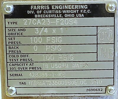 Farris Engineering 27CA23-F20S4 Safety Relief Valve