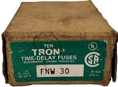 Bussmann FNW-30 250 V AC 30 A Time-Delay Fuses - Lot of 9