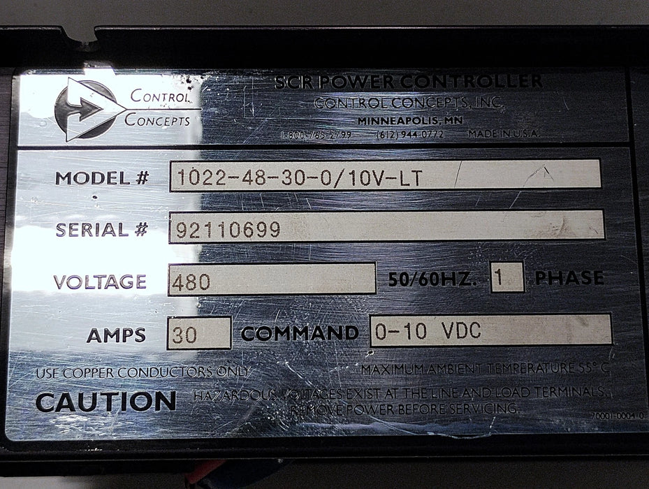 Control Concepts 1022-48-30-0/10V-LT 480 V AC 30 A Silicon Controlled Rectifier