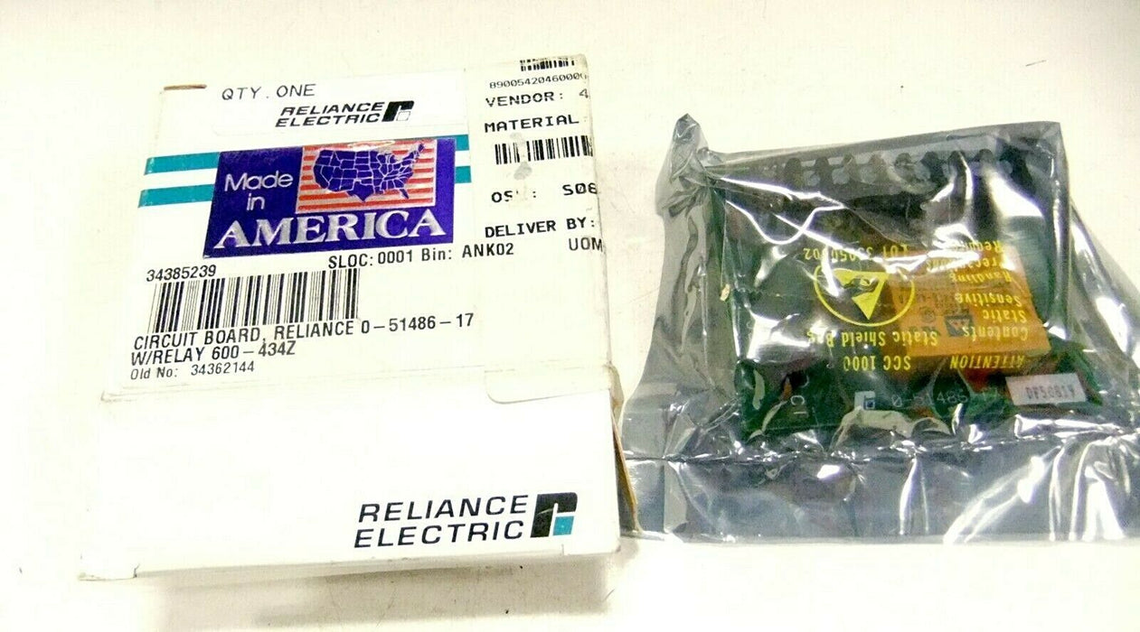Reliance Electric Circuit Card w/relay 0-51486-17 SEALED