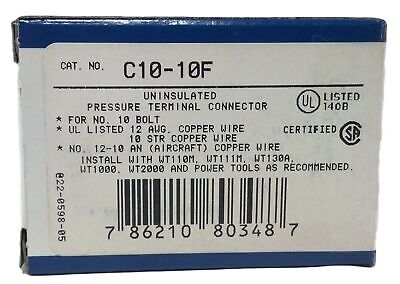 Thomas & Betts C10-10F Non-Insulated #10 Stud Crimp Fork Terminal Connector