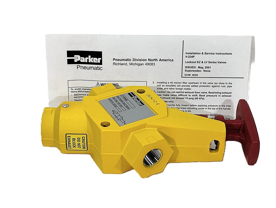 Parker LV4N6B 0-250 psi Manual Safety Lockout Air Valve w/ 1/2 in NPT Ports