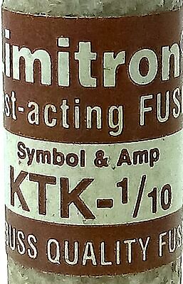 Bussmann KTK-1/10 600 V AC 0.1 A Fast-Acting Fuses
