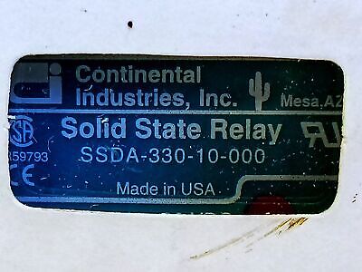 Continental Industries SSDA-330-10-000 Solid State Relay with Heat Sink