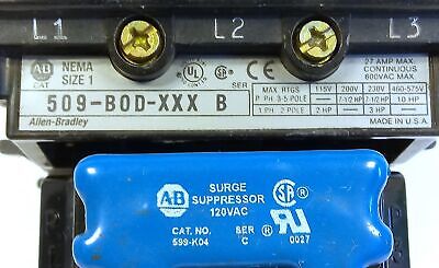 Allen-Bradley 509-BOD-XXX Ser B Non-Reversing Starter w/ 592-B1DA Overload Relay