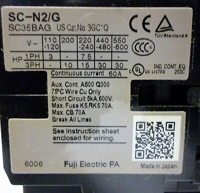 Fuji Electric SW-N2/G/2E / 3GW1Q0MW22K Starter