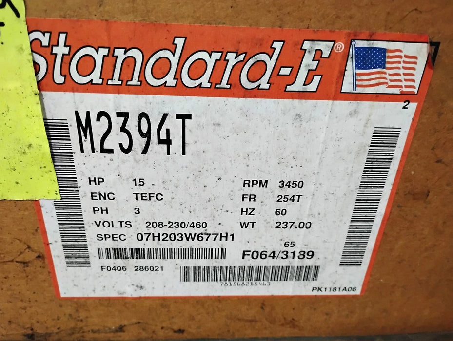 Baldor M2394T 208-230/460 V 15 HP 3450 RPM 254T TEFC Motor