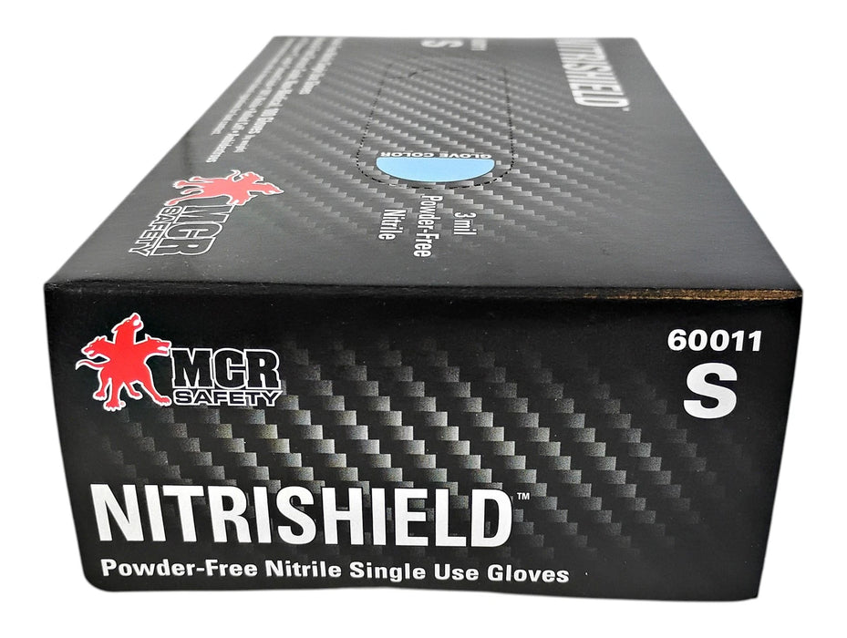 MCR Safety 60011S Small 3 Mil NITRISHIELD Powder-Free Nitrile Single Use Gloves