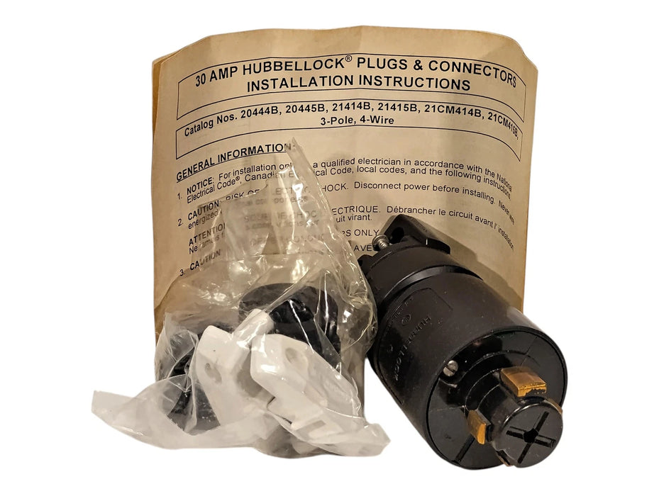 Hubbell HBL21415B Hubbellock 30A 600VAC / 20A 250VDC 3-Pole 4-Wire Locking Plug