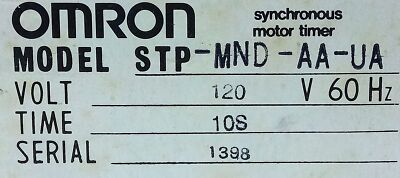 Omron STP-MND-AA-UA 120 V AC 0-10 Seconds Motor Driven Synchronous Motor Timer