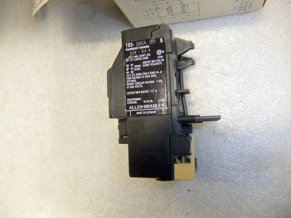 Allen-Bradley Bi-Metallic Overload Relay 193-BSA35