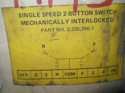 Joy 3,335,756-1 Single Speed 2-Button Switch