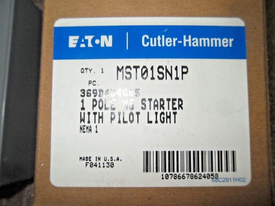 Cutler-Hammer MST01SN1P 1 Pole MS Starter W/ Pilot Light