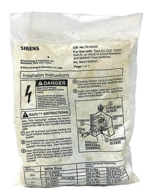 Siemens TA1Q300 Wire Grip Kit for Molded Case Circuit Breakers