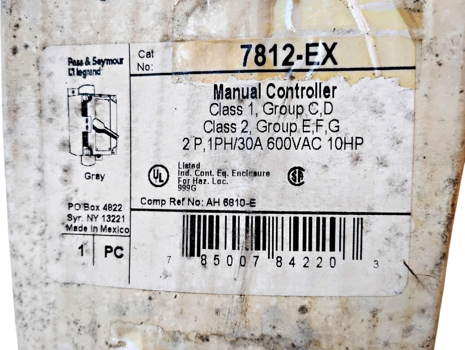 Pass & Seymour 7812-EX 600 V AC 1 PH / 30 A 10 HP 2 P Manual Controller