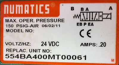 Numatics 554BA400MT00061 and 554RS100JP00000 Solenoid Valve Assembly w\ Manifold
