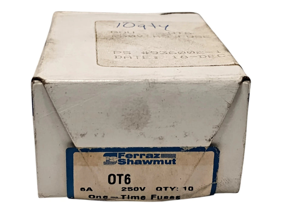 Ferraz Shawmut OT6 250 V AC/DC 6 A One-Time Fast-Acting Fuses