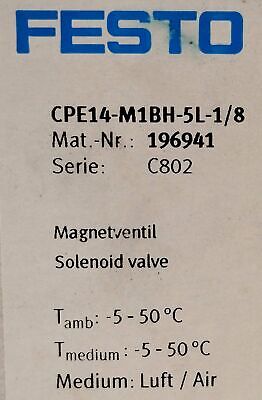 Festo CPE14-M1BH-5L-1/8 24 V DC 3-8 Bar 1/8" 5/2 Solenoid Valve
