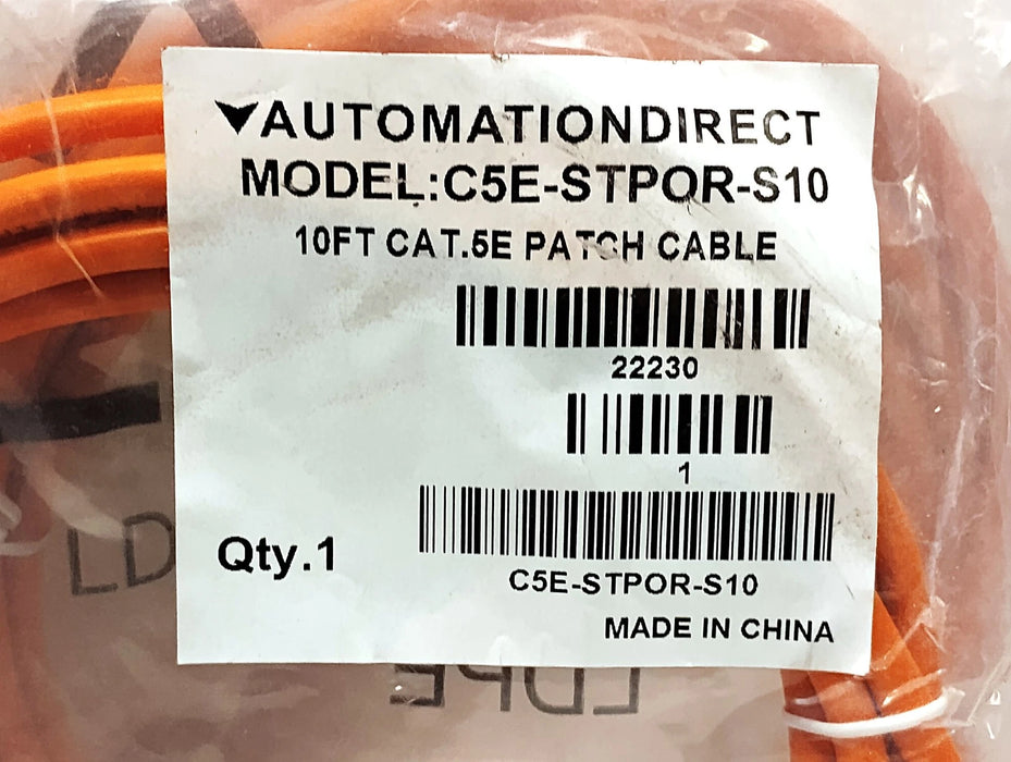 AutomationDirect C5E-STPOR-S10 CAT5E RJ45 Ethernet Straight Through Patch Cable