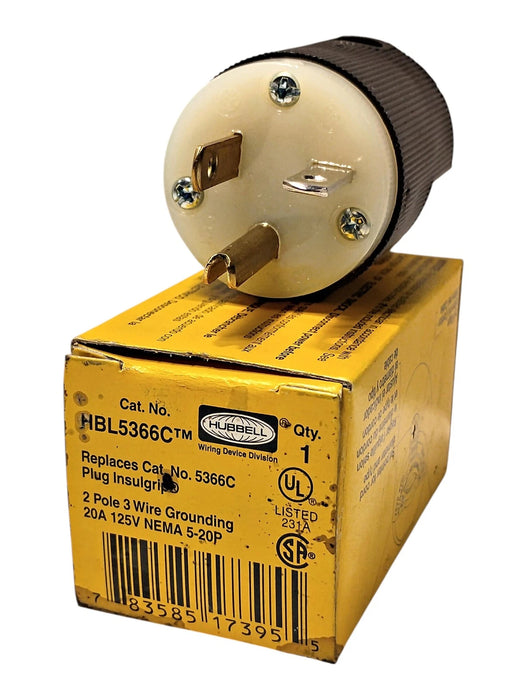 Hubbell HBL5366C 125 V 20 A 2-Pole 3-Wire NEMA 5-20P Male Plug