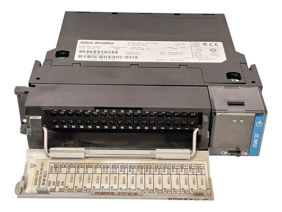 Allen-Bradley 1756-IB16I Ser A Rev N01 F/W Rev 3.2 24 VDC PLC Input Module