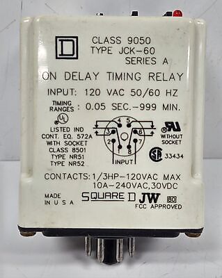 Square D 9050JCK60V20 Solid State Timing Relay