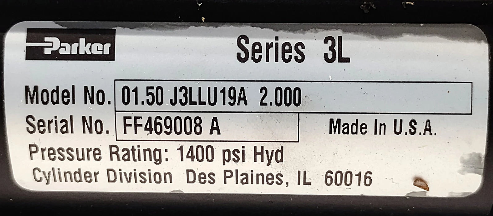 Parker 01.50-J3LLU19A-2.000 Hydraulic Cylinder