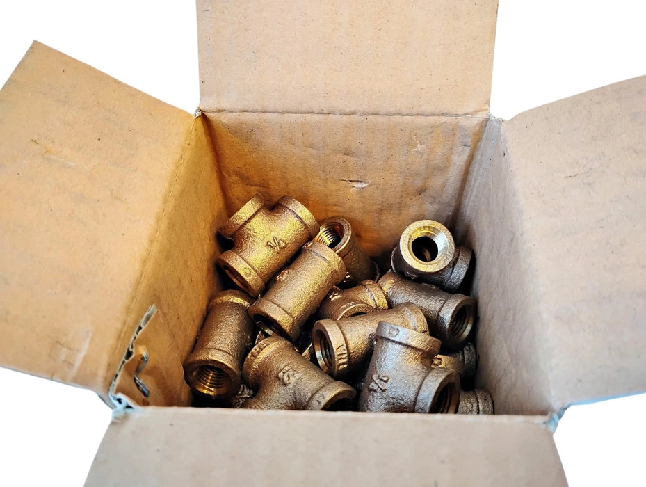 Merit Brass XNL106-04 1/4" FNPT Brass Straight Pipe Tee