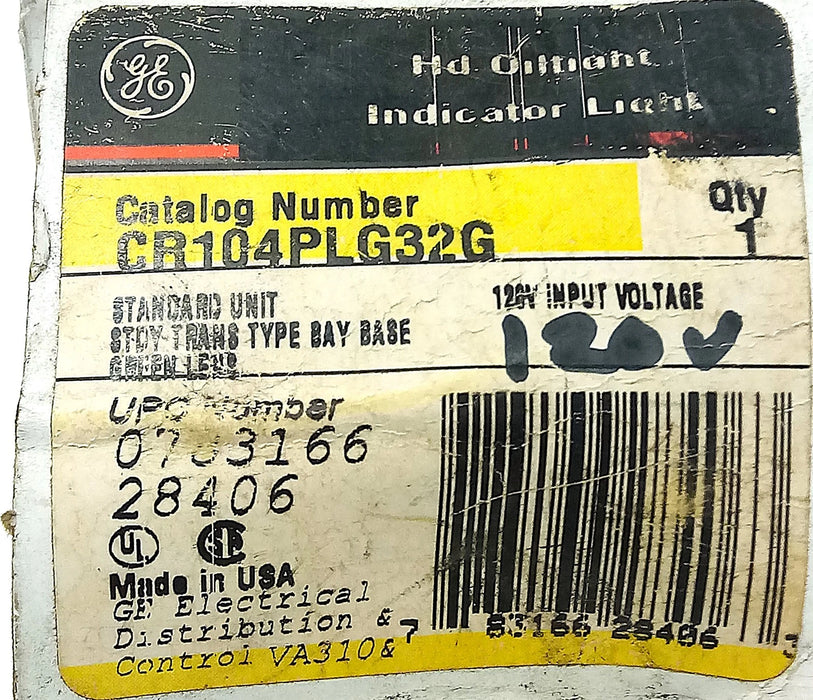 GE CR104PLG32G Oiltight Green Heavy Duty Pilot Light w/ 120 V Transformer