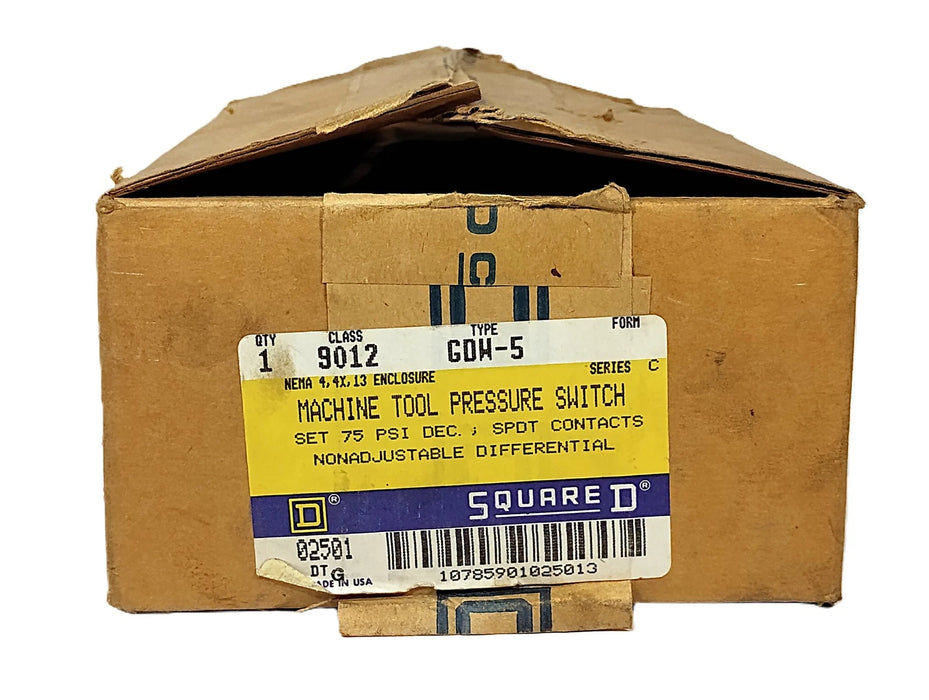 Square D 9012-GDW-5 Ser C 600 V AC/DC 3-150 psig Machine Tool Pressure Switch