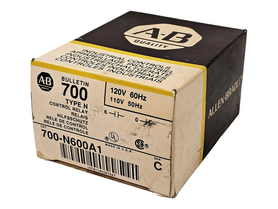 Allen-Bradley 700-N600A1 Series C 300 V AC 10 A Relay w/ 110-120 V AC Coil