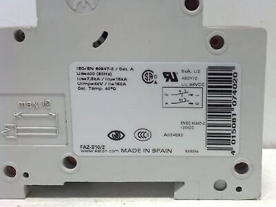 Eaton FAZ-S10/2 10 A 2 P Din Rail Mount Miniature Circuit Breaker