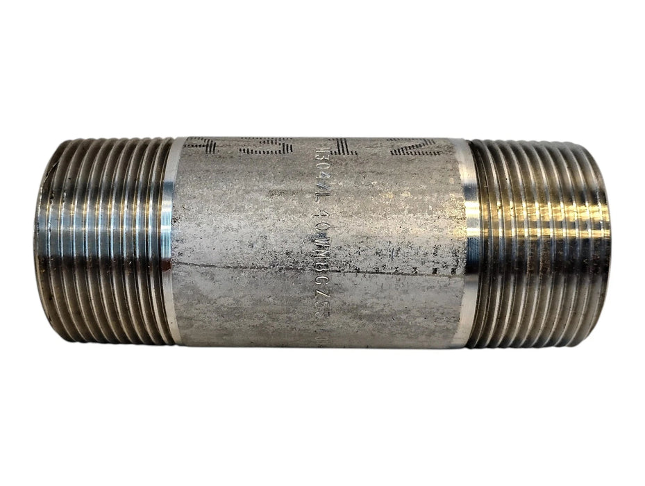 Merit Brass 4020-400 1-1/4" x 4" L MNPT Sch 40 304 Stainless Steel Pipe Nipple