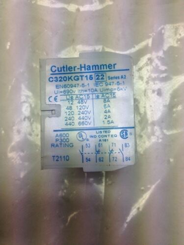Eaton C320KGT15 Nema Auxiliary Contact For Nema Starters