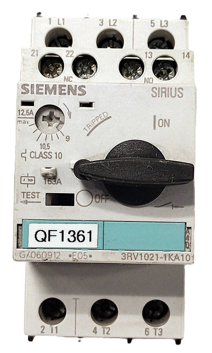 Siemens 3RV1021-1KA10 400/690 V 9/12.5 A Circuit Breaker w/ Motor Protection