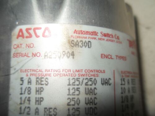 ASCO SA30D Pressure Temperature Switch
