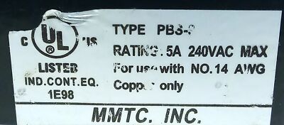 MMTC PBS-3 02-103 240 V AC 5 A NEMA 1 Pushbutton Station for Garage Door