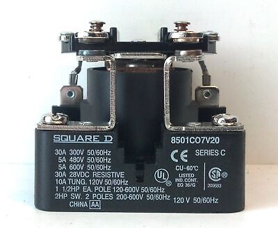 Square D 8501CO7V20 Ser C 120 V 30 A DPST Power Relay