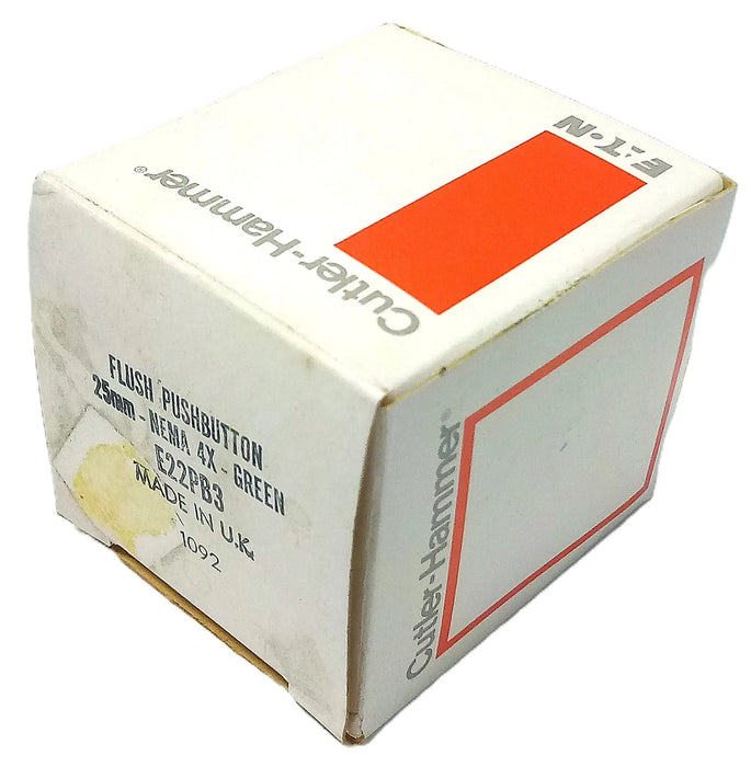 Eaton E22PB3 Green 25 mm Flush Momentary Pushbutton