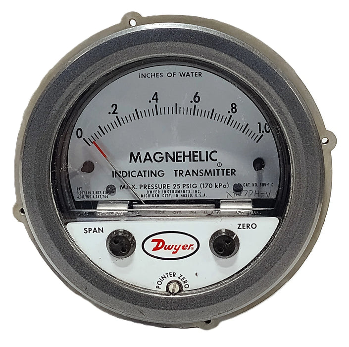 Dwyer 605-1C Magnehelic 0-1.0 inH2O 1/8 NPT Differential Pressure Gauge