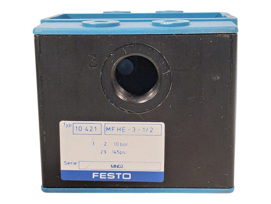 Festo MFHE-3-1/2 10421 29-145 psi Pneumatic Solenoid Valve w/ No Coil