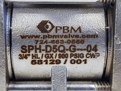 PBM SPHD5QG04 3/4" HL/GX/900 psig CWP 58129/001 Stainless Steel Ball Valve