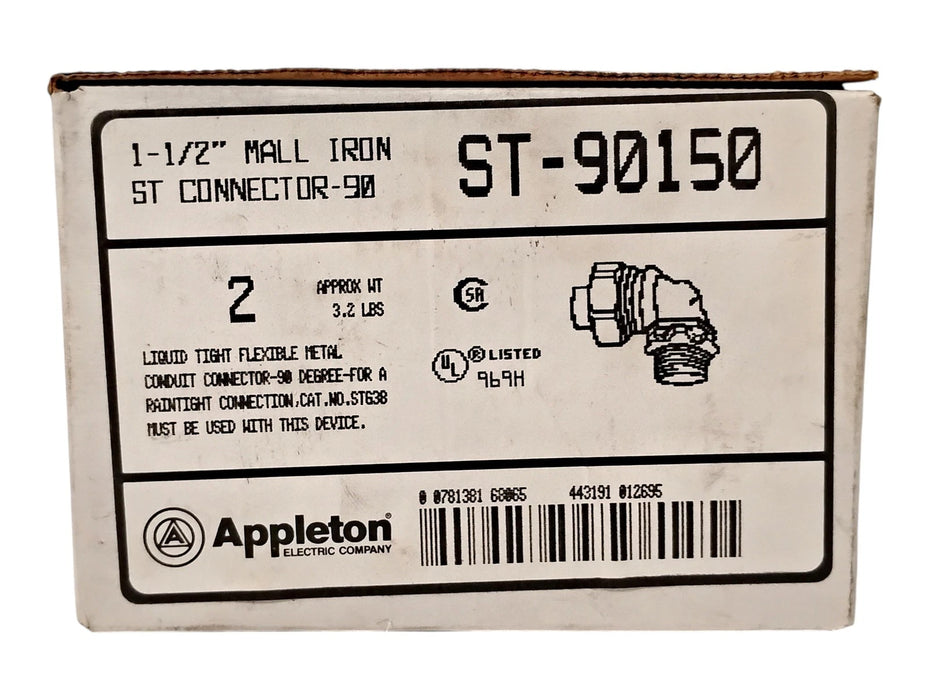 Appleton ST-90150 1-1/2 in 90 Degree Liquidtight Flexible Metal Conduit Fitting