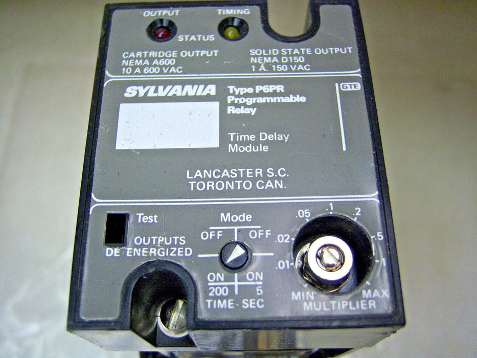Sylvania Programmable Time Delay Relay P6PR-11N11-76 10A 600 VAC