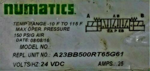 Numatics A23BB500RT65G61 Solenoid Valve