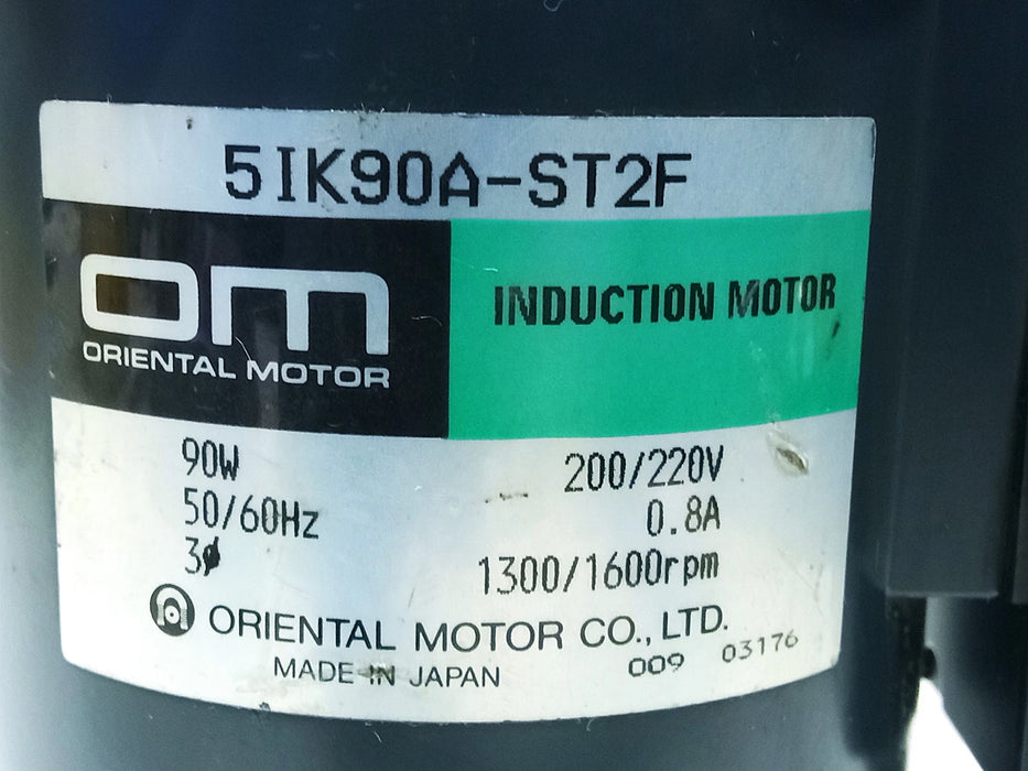 Oriental Motor 5IK90A-ST2F 200/220 V AC 0.8 A 1300/1600 RPM Induction Motor