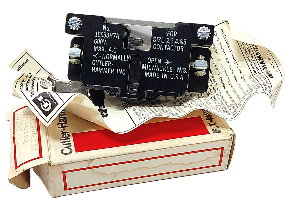 Cutler-Hammer 10933H7A 600 V AC 1 NO Auxiliary Contact for Size 2, 3, 4, and 5